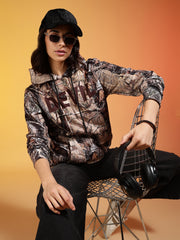 Go Devil Brown Forest Camo Printed Hoodie For Women’s