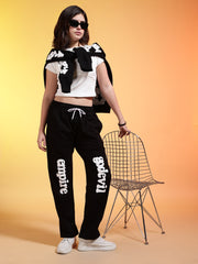 Go Devil Womens Black Casual Printed Joggers