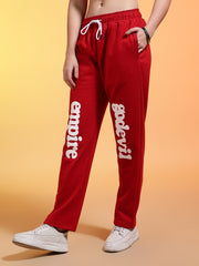 Go Devil Womens Red Casual Printed Joggers