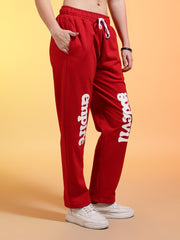 Go Devil Womens Red Casual Printed Joggers