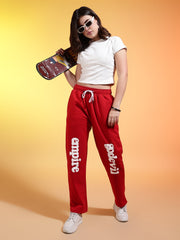 Go Devil Womens Red Casual Printed Joggers