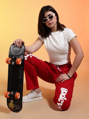 Go Devil Womens Red Casual Printed Joggers