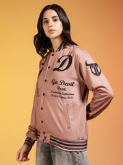 Go Devil Women’s Graphic Printed Varsity Bomber Jacket