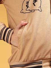 Go Devil Women’s Stylish Beige Varsity Jacket