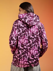 Go Devil Women’s Pink Floral Abstract Printed Hoodie