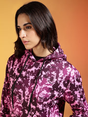 Go Devil Women’s Pink Floral Abstract Printed Hoodie