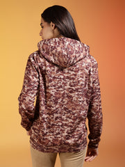 Go Devil Brown Digital Camo Printed Hoodie For Women’s