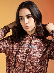 Go Devil Brown Digital Camo Printed Hoodie For Women’s