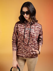 Go Devil Brown Digital Camo Printed Hoodie For Women’s