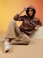 Go Devil Brown Digital Camo Printed Hoodie For Women’s