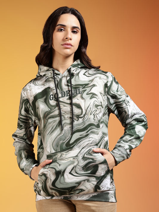 Go Devil Women’s Abstract Swirl All-Over Print Hoodie