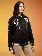 Go Devil Women’s Stylish Black Varsity Jacket