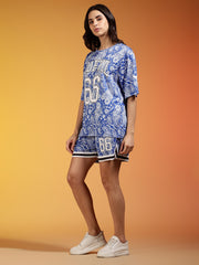 Go Devil 66 Printed Blue Paisley Co-ord Set For Women's