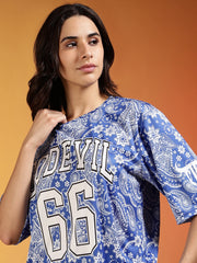 Pack of 2 Go Devil 66 Printed Paisley Blue & White & Golden & Black Co-ord Set for Women's