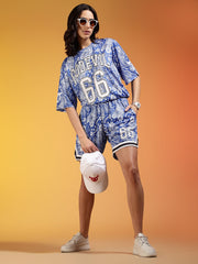 Go Devil 66 Printed Blue Paisley Co-ord Set For Women's