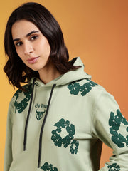 Go Devil Green Floral Printed Women’s Hooded Co-ord Set