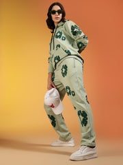 Go Devil Green Floral Printed Women’s Hooded Co-ord Set