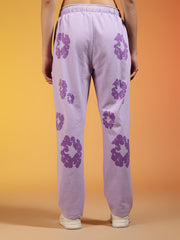 Go Devil Purple Floral Printed Women’s Hooded Co-ord Set