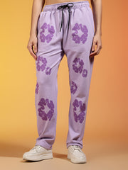 Go Devil Purple Floral Printed Women’s Hooded Co-ord Set