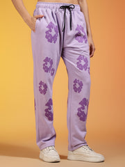 Go Devil Purple Floral Printed Women’s Hooded Co-ord Set