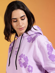 Go Devil Purple Floral Printed Women’s Hooded Co-ord Set