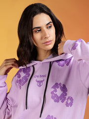 Go Devil Purple Floral Printed Women’s Hooded Co-ord Set