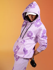 Go Devil Purple Floral Printed Women’s Hooded Co-ord Set