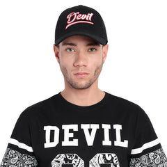 Go Devil Premium Devil Printed Embroidered Black Cap For Men