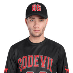 Go Devil Premium 66 Logo Printed Embroidered Black Cap For Men