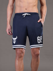 Go Devil Printed Mens Navy Blue Sports Shorts