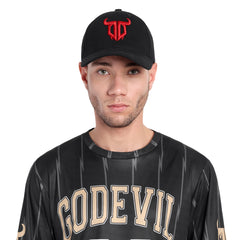 Go Devil Premium Logo Red Printed Embroidered Black Cap For Men
