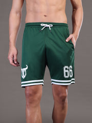 Go Devil Printed Mens Dark Green Sports Shorts