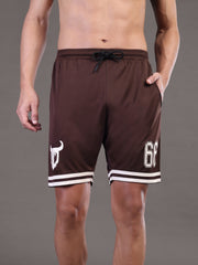 Go Devil Printed Mens Coffee Brown Sports Shorts
