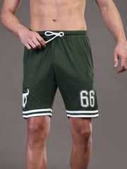 Go Devil Printed Mens Forest Green Sports Shorts