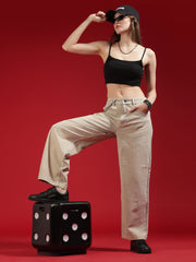 Go Devil Women Beige Wide Leg Jeans