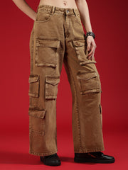 Go Devil Women Baggy Fit Cargo Jeans