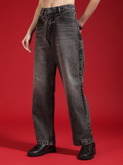 Go Devil Women Baggy Fit Grey Jeans