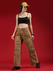 Go Devil Women Baggy Fit Cargo Jeans