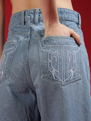 Go Devil Women Blue Wide Leg Jeans