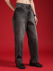 Go Devil Women Baggy Fit Grey Jeans