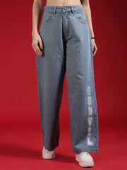 Go Devil Women Blue Wide Leg Jeans