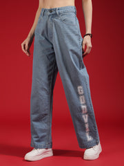 Go Devil Women Blue Wide Leg Jeans
