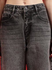 Go Devil Women Baggy Fit Grey Jeans