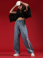 Go Devil Women Blue Wide Leg Jeans