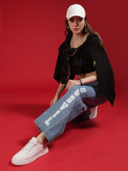 Go Devil Women Blue Wide Leg Jeans