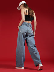 Go Devil Women Blue Wide Leg Jeans