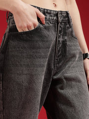 Go Devil Women Baggy Fit Grey Jeans