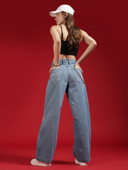 Go Devil Women Blue Wide Leg Jeans