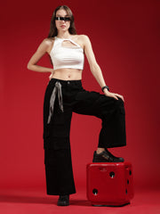 Go Devil Women High Waist Black Baggy Jeans