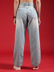 Go Devil Women Baggy Fit Light Blue Jeans